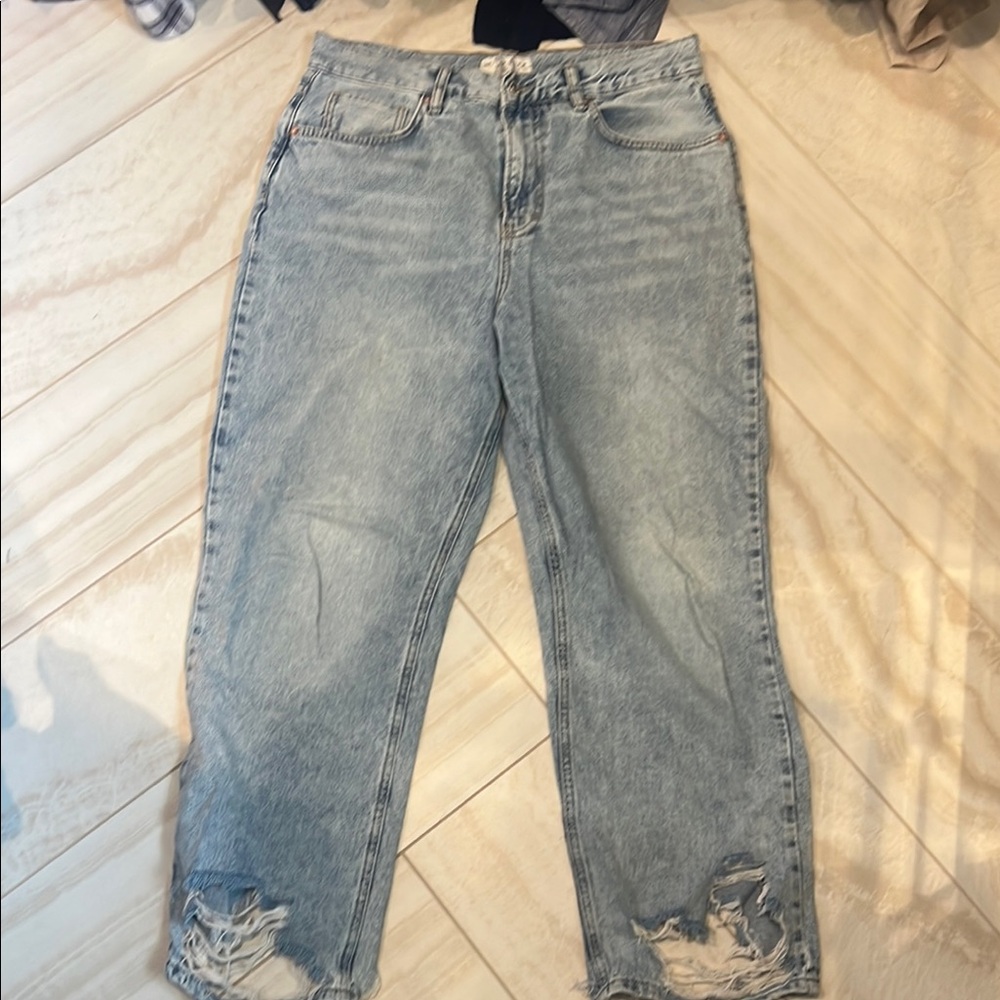 Free people Distressed Light Blue Jeans, Mom fit